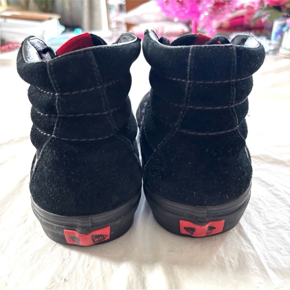Vans Black Sk8-Hi Suede High-Top Sneakers with Red Tongue Tag - Picture 6 of 12
